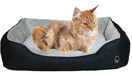 The Gorilla Den Dog Bed - Medium, Plush Orthopedic Dog Bed with Raised Sides, Soft & Durable Poly Cotton, Supportive Comfort for Medium Dogs, Black (Black, M)