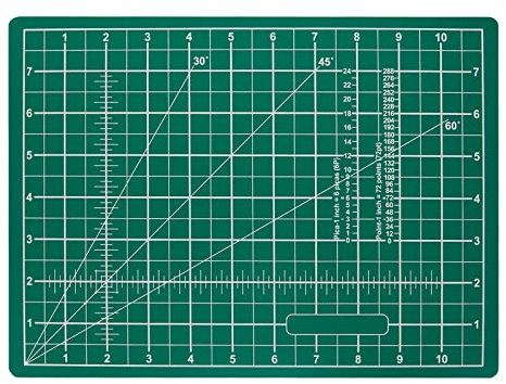 MANUFORE Tapis de découpe A4 autoguérissant double-face 30 x 22 cm – vert, 5 couches en PVC, avec repères en cm/pouces – idéal pour couture, patchwork, scrapbooking et loisirs créatifs