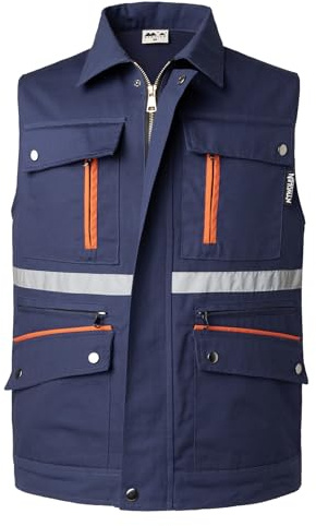 KTWOLEN Gilet da Safari da Uomo Giacca Senza maniche da Lavoro Gilet Riflettente da Caccia Viaggio Giubbino da Pesca, Blu navy, XXL