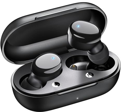 Temdan Wireless Earbuds in-Ear Headphones Bluetooth 5.3 with Built-in Mics Deep Bass Clear Call Ultralight Headsets, 60H Play Time for iPhone Android Studying Sports Gaming, Black