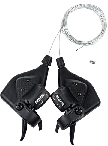Wocaixy Bike Thumb Shifters 3x7/3x8 Speed 21/24 Speed Gear Shift Levers with Gear Indicator Left Right Pair for MTB Mountain Road Bike Tricycle