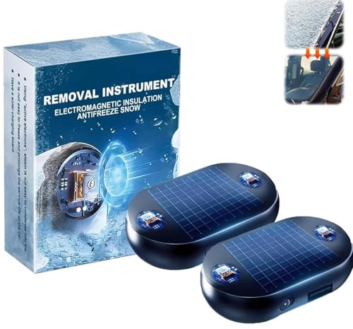 Vibbang 2 Pcs Electromagnetic Car Deicer, Electromagnetic Car Demister, Solar Snow Removal, Anti-Freeze Snow Removal Tool, De Icer Portable Car-Heater Defroster for Winter