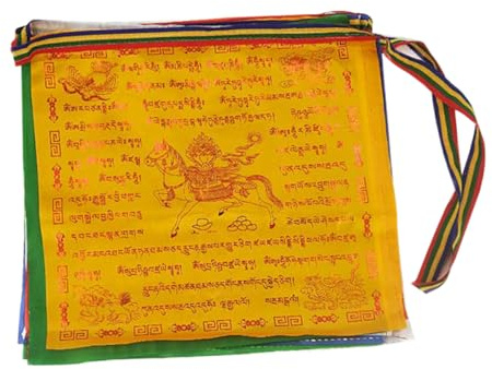 Whyzsjnclg vindhästflagga, tibetanska bönflaggor vindhäst flagga gyllene typsnitt lungta flaggväv för vägg hängande utomhus 25 st, typeface lungta-flaggor