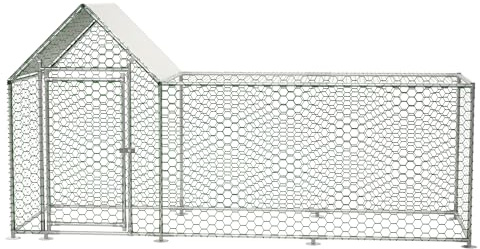 Grande recinto a ruota libera 3 x 1 x 1,5 m per esterni – Pollaio e coniglio in metallo con telone resistente alle intemperie & castello versatile per giardino e terrazza.