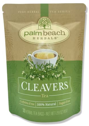Palm Beach Herbs Cleavers Tea - Cleavers Herb for Lymphatic, Urinary and Wellness Support - Caffeine Free - Sugar Free - 30 Tea Bags