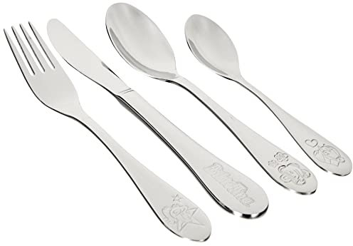 Bibi & Tina 19411 Kinderbesteckset 4tlg, Edelstahl Edelstahlbesteck, Mehrfarbig, 21 x 14 x 2.5 cm