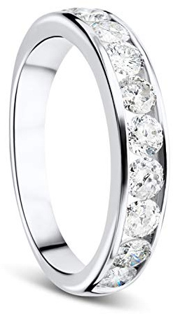 OROVI anello donna Oro 9Kt vero, con Diamanti - Oro Bianco - Gioielli donna - Gioiello Ipoallergenico - anello eternity fatto a mano con elegante scatola portagioie