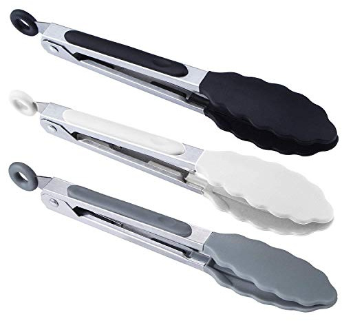 MSY BIGSUNNY Set di 3 Mini Pinze da Cucina da Portata in Silicone, 17,8 cm