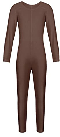 Oyolan Kids Girls Long Sleeve Gymnastic Leotard Unitard Girl Full Length Ballet Dance Bodysuit Jumpsuit Dancewear Costume Brown 8-10 Years