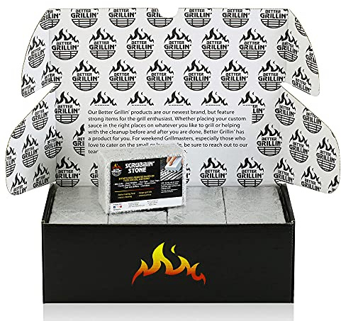 Better Grillin Scrubbin Stone Grill Cleaner-Scouring Brick/Barbecue Grill Brush/Barbecue Cleaner for BBQ, Griddle, 12pk