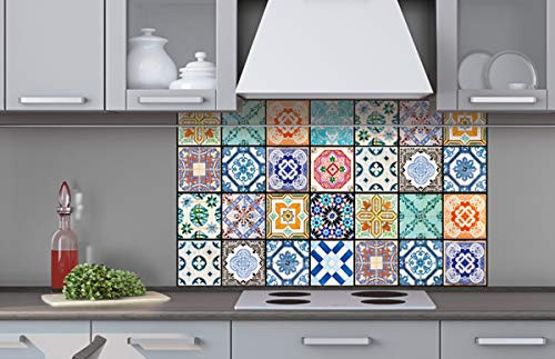 Dimex AZULEJOS Köksbakvägg kompositplatta AZULEJOS 100 x 60 cm | stänkskydd kök för spis handfat | Premiumkvalitet, akrylglas – plexiglas, tjocklek 5 mm – tillverkad i EU | Inklusive lim
