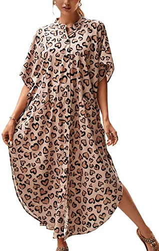 YouKD Vestido Largo Bohemio con Caftán Largo de Verano para Mujer Bata de Playa Talla Grande Kimono Talla Única