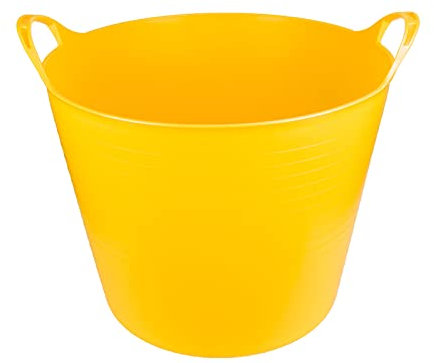 ADGO Elastic Contenitore flessibile per la casa, il giardino, gli edifici, resistente, multiuso, per la biancheria, per giocattoli, senza coperchio, cestino per la conservazione (giallo, 27 L)