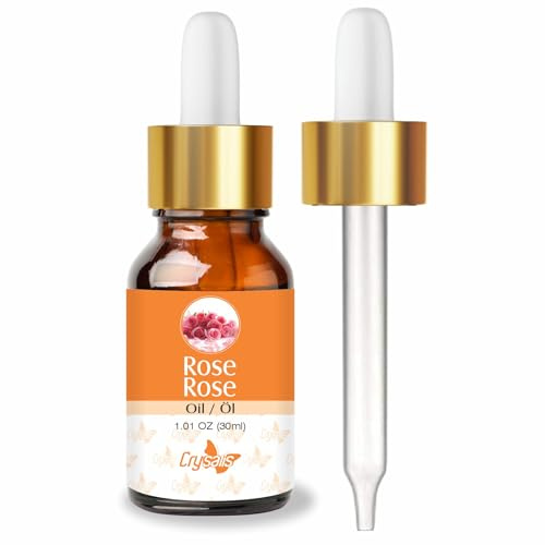 Crysalis Olio essenziale di rosa damascena distillato a vapore, puro e naturale al 100%, non tagliato e non diluito, standard biologico per la cura della pelle e dei capelli - 30 ml con contagocce