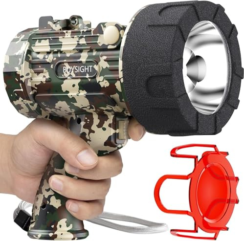 BUYSIGHT Rechargeable Spotlight Flashlight, Actual 1500 Lumens Handheld Spotlight, Waterproof Hunting Lamp with Red Filter (Camouflage Green)