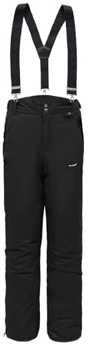BenBoy Pantaloni Sci Donna Impermeabile Termici Bretelle Regolabili,Invernali Pantaloni da Outdoor Neve Arrampicata Escursionismo Caldo Pantaloni Softshell HXK7441W-Black-2XL