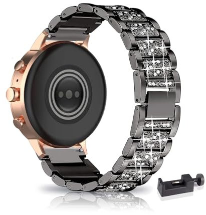AireWiki Armband Kompatibel mit Fossil Gen 6 Women Hybrid Watch Armband Edelstahl Für Damen Herren Elegant Glänzend Metall Uhrenarmband Für Fossil Gen 6 Women Hybrid Watch (Schwarz)