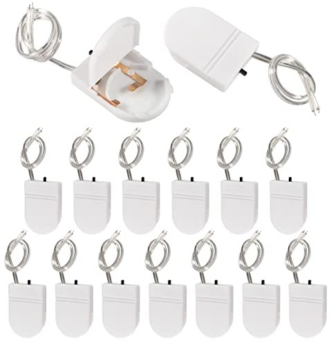 AOICRIE 15pcs cr2032 Battery Holder, CR2032 Battery Holder with Switch, Coin Cell Holder, 1 x 3V CR2032 Button Coin Cell Battery Holder with Leads On Off Switch (White)