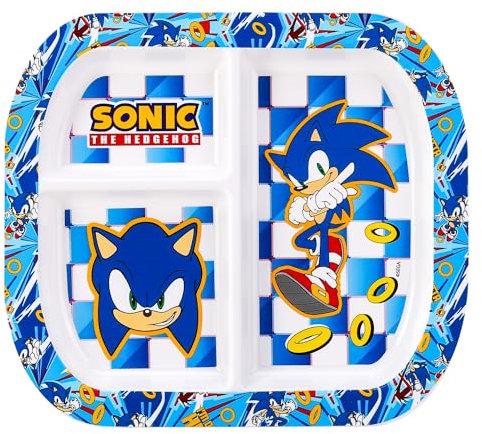 Zawadi Global Sonic The Hedgehog Assiette divisée en 3 sections pour petit déjeuner, 91101