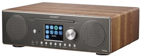 Regent i450s Lecteur CD Radio Internet WiFi Spotify Connect/AUX/USB/Bluetooth – Poste Radio: Enceinte, CD Player, Hi-FI, FM - Home Stéréo - Alarme Double, télécommande (Noisette)