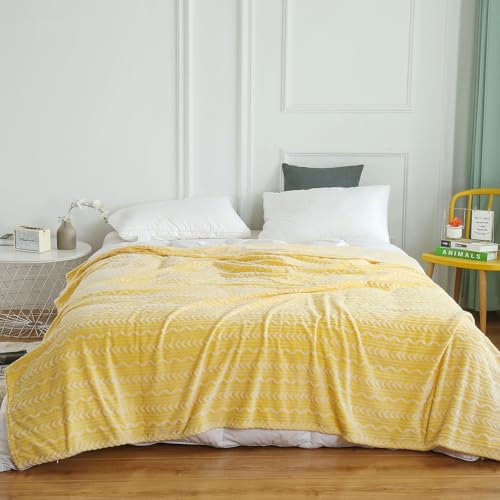 HETOOSHI Kuscheldecke, Fleecedecke, Flauschige Decke, Weiche Warme Schneeflocke Fleece Decke, Gemütlicher Überwurf Für Bett und Couch, Für Home & Office. (gelb, 150 x 200 cm)