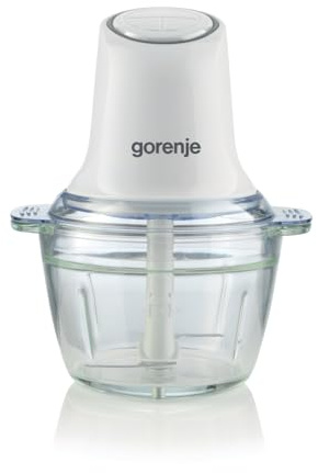 Gorenje S501GW Zerkleinerer/Turbotaste / 500 W/Edestahl Doppelklinge/Spülmaschinen geeignet/Glasbehälter mit Messskala/Sicherheitsschalter/Griff am Behälter/AC Motor/Weiß