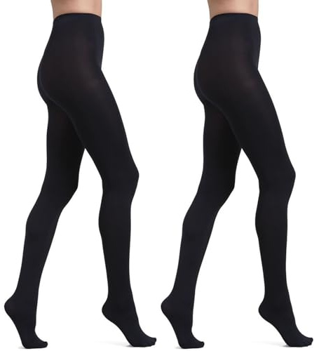 Lancry 2 Pairs 40 Denier Black Tights Women Soft Opaque Stretch Tights