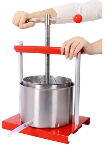 Fruit Press, Stainless Steel Food Press for Juice & Oil Extraction, 2025 Upgrade Manual Press Machine for Home & Kitchen (0.53 Gallon)