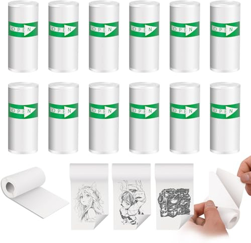 HOMIKLSA Termiskt papper för barn, snabbbildskamera, 12 rullar termopapper barnkamera, noll bläck tryckpapper, termisk skrivare papper vitt – lätt att byta ut (57 mm x 25 mm)