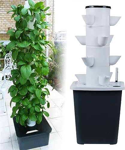 Torre idroponica da giardino, sistema di coltivazione idroponica per erbe, frutta e verdura, kit di coltivazione aeroponica con pompa idratante, vasi a rete, timer per erbe, frutta e verdura