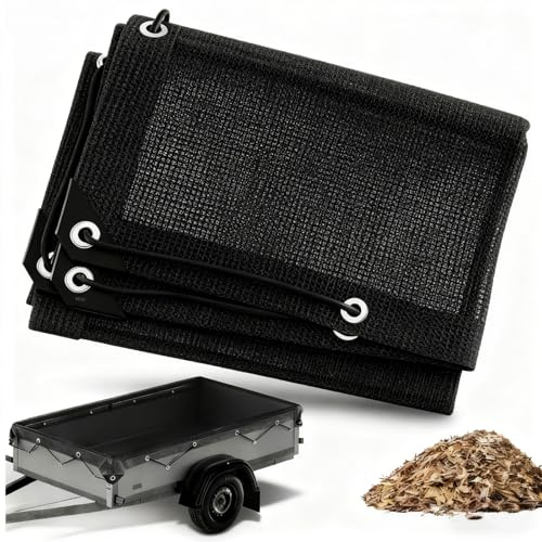 Anhängernetz, feinmaschig, Abdecknetz mit Gummiseil, zur Ladungssicherung, Transportnetz für Anhänger, Ladungssicherungsnetz, Transportnetz, Schutznetz Frachtnetz, feinmaschig (Schwarz, 2 x 3m)
