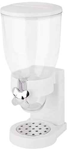 FACAIIO Dispensador de alimentos secos con control de porciones, capacidad de 496.1 g, cereales, frutos secos, color blanco