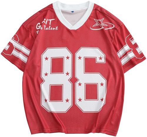 Zaitun T-shirt tendance en jersey Y2k pour homme - Col en V - Décontracté - Manches courtes - Pour un usage quotidien