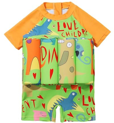 Maillot de Bain Flottant Enfant Garcon Fille, Combinaison Flottante Maillot de Bain Une Pièce avec Flotteurs Reglable pour sécurité Confiance Aide à la flottabilité Été Costume pour Natation Débutant