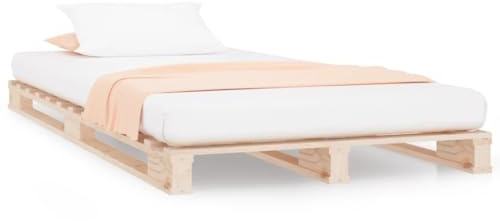 RCODSSK Solid Wood Pallet Bed Frame 100x200 cm, Classic Pine Wood Bed with Slatted Base, No Mattress Included