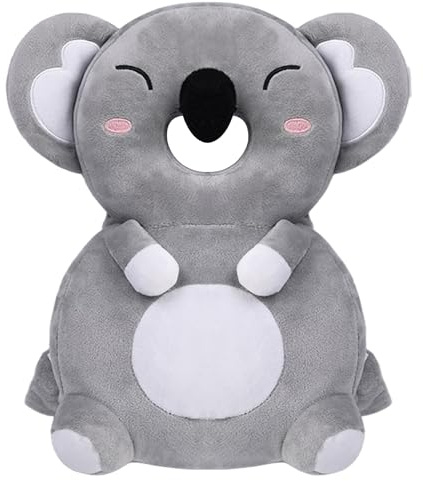Baby Head Protector Backpack, Shock-Absorbent Toddler Head Protector with Adjustable Straps & Chest Strap, Gray Anti-Fall Safety Gear