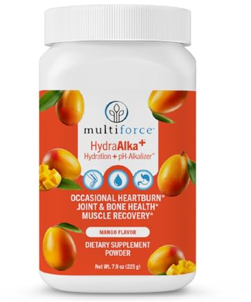 Multiforce HydraAlka+ Premium Hydration Supplement | Alkalize & Hydrate with Electrolytes | Supports pH Balance, Non-Chronic Heartburn Relief, Muscle Recovery & Bone Health | 30 Servings, 3 Flavors