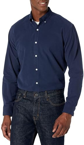 Amazon Essentials Camicia Oxford a Maniche Lunghe dalla vestibilità Standard Uomo, Blu Marino, XXL