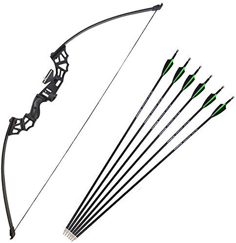 SHARROW Arco Ricurvo e Set di Frecce Tiro con L'Arco 30-50lbs Dritto di Prua Takedown Ricurvo Arco con 6pcs Frecce in Carbonio per Giovani Adulti Principianti (Arco+Freccia, 40lbs)