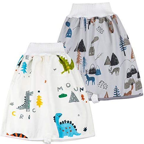 FLYISH DIRECT Baby Trainingshose High Waist Cotton Sleepy Windelhose Urinpolster Klimmzüge Lernhose Potty Underwear Windelunterwäsche 2 Stück, 1-4 Jahre, M(0-4T)
