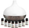 ASAKUKI 300ml Aroma Diffuser mit 8 * 10ml Ätherische Öle Set, Ultraschall Luftbefeuchter Diffusor, 14 Farben LED, 23dB Cool Mist Raumbefeuchter, Yoga, SPA, Zuhause Schwarz