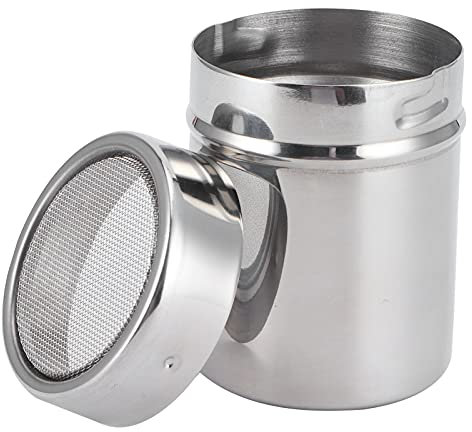 Alvinlite Powder Sugar Shaker with Lid Fine Mesh Shaker Cinnamon Icing Sugar Powder Cocoa Flour Chocolate Coffee Sifter Sprinkler Dredgers for Coffee Cappuccino Latte powder