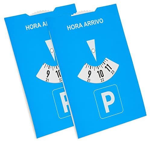 Disco di parcheggio, 2 pezzi, in blu, in carta, regolabile su entrambi i lati, parchimetro con HORA ARRIVO, per auto, camion, Disco di parcheggio blu, dischi di parcheggio, scheda di parcheggio