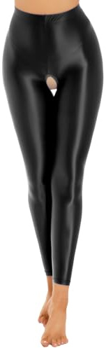 iiniim Dam nylonstrumpbyxor glansig byxor ouvert leggings snäva byxor långa underbyxor strumpbyxor underkläder