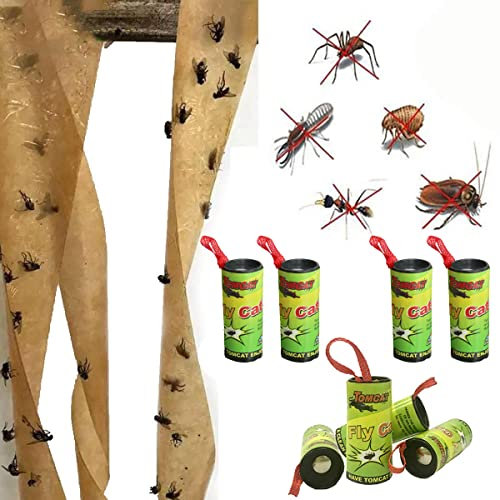BTORER Lot de 8 pièges à Mouches pour l'intérieur et l'extérieur, Bandes de Papier à Mouche collantes, Bandes de Fruits, Attrape-Mouches pour l'intérieur et l'extérieur
