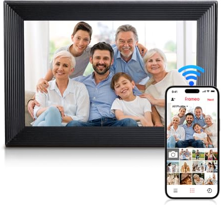Moman Marco de Fotos Digital WF11T, 10.1 Pulgadas WiFi Memoria de 32GB para Compartir al Instante Montable en la Pared Regalo para Familia Amigos Cumpleaños, Marco-de-Fotos-Digital-WiFi-Foto