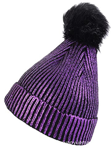 Peintres Femmes Coton Tricot Mode Chaud Unisexe Estampage Couleur Pinstrip Chapeau Chapeau Chapeau Solide Laine pour Femmes L, violet, taille unique