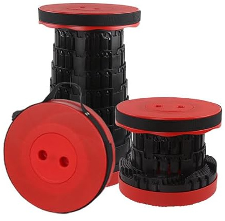 Rshuhx Taburete Plegable portátil Plegable para Adultos,Taburete Ligero retráctil Adecuado para Caminatas al Aire Libre Taburete de Camping de Pesca Carga máxima 460lbs/210 kg (Rojizo)