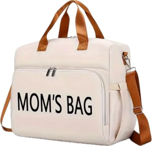 Generic Mom's Bag, Wickeltasche, Baby Wickelrucksack inklusive Wickelunterlage, extra kleiner Tasche und Umhängegurt (Beige)