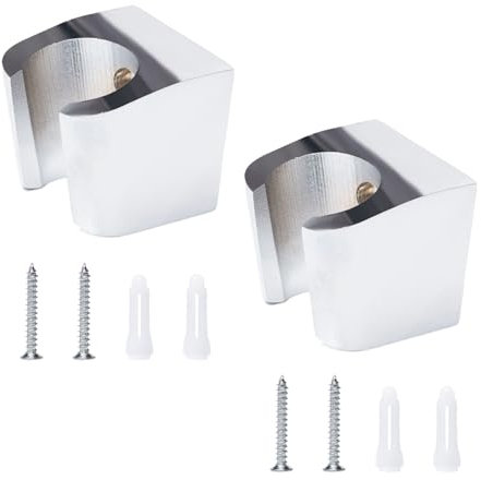 Keboyoe 2 Stück Duschkopf Halterung Silber Handbrause Halterung Zinklegierung Wandmontierter Brausehalter mit Schrauben, Expansionsrohr, Einfach zu Installieren,Kompatibel mit den Meisten Duschen